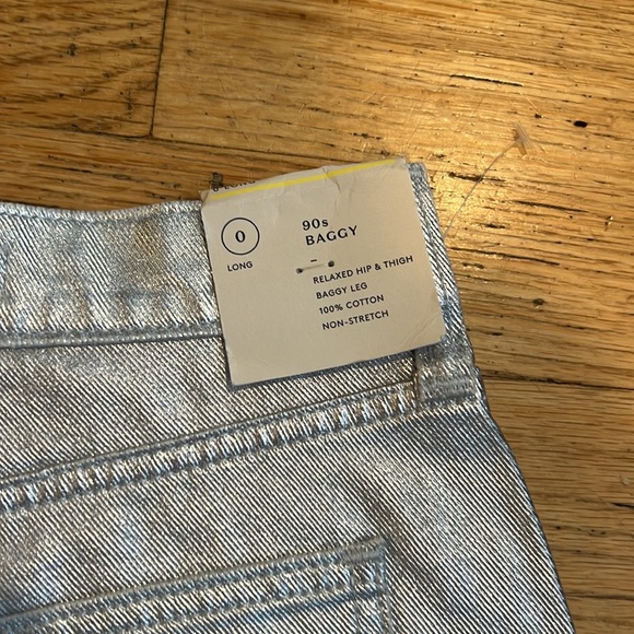 NWT Universal Thread 90s Baggy Metallic Silver Cotton Jeans - Women’s 0 Long - Picture 11 of 16